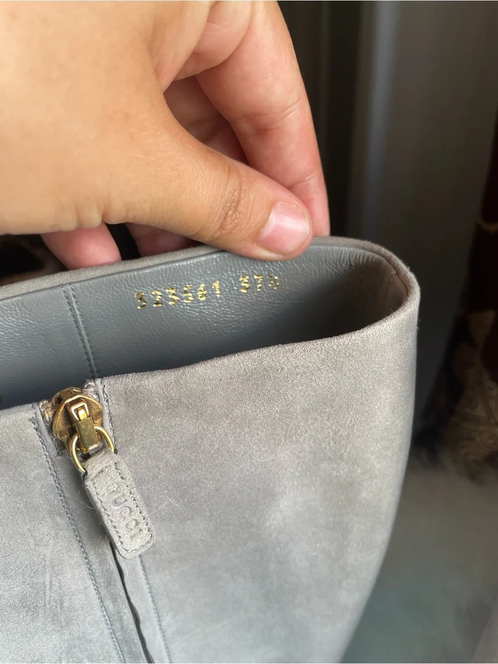 Gucci Light Taupe Suede Over-the-Knee Boots with Gold Zip